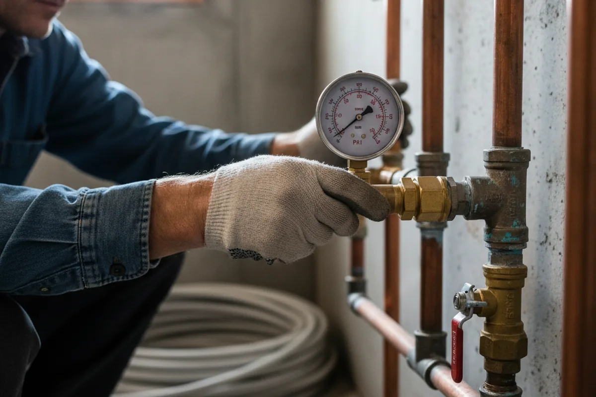 Pressure testing a repaired line during Water Line Repair in Red Bay